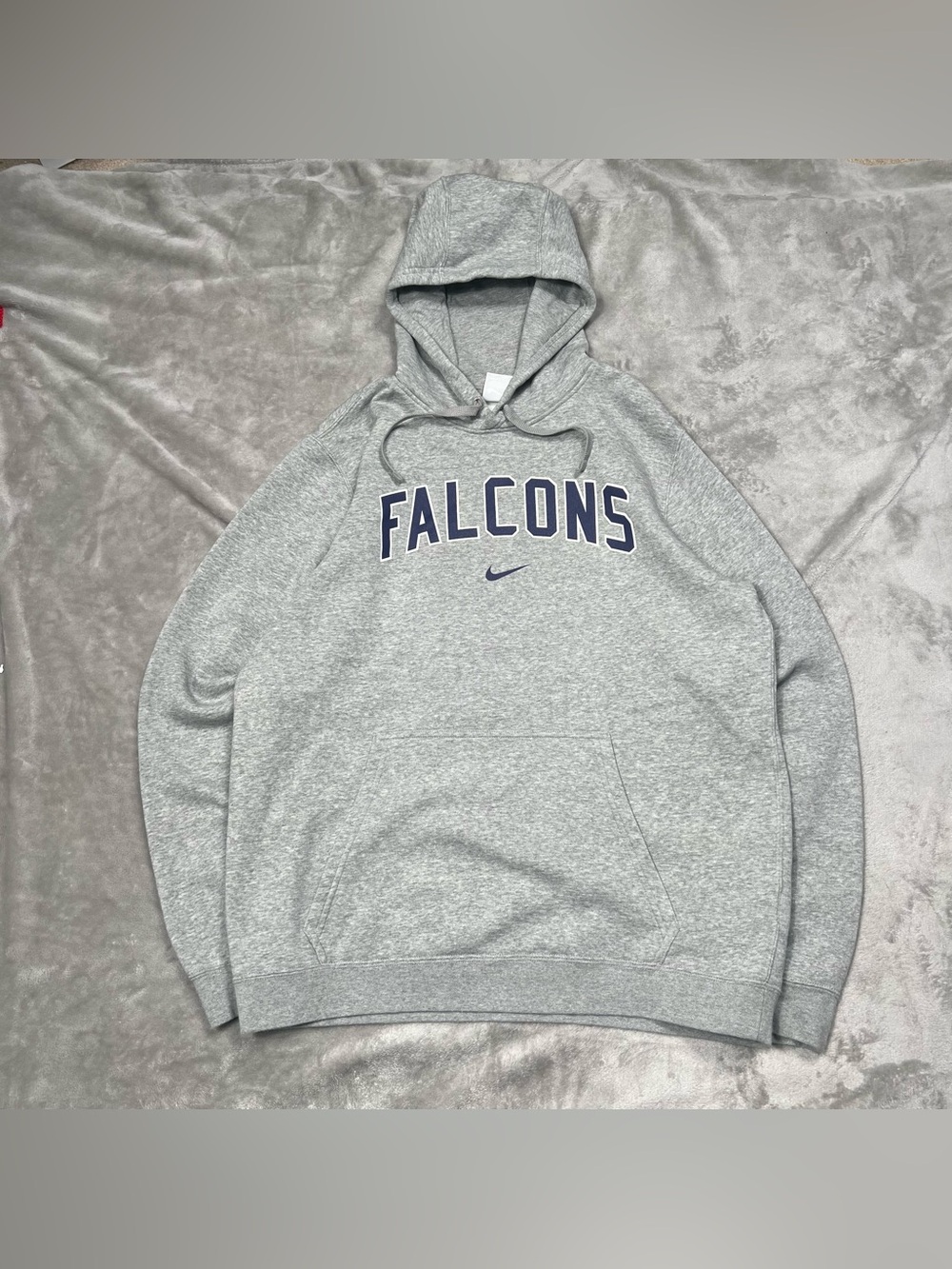 Nike Air Force Falcons Hoodie Mens L Gray Center Swoosh Spellout Pullover Y2K